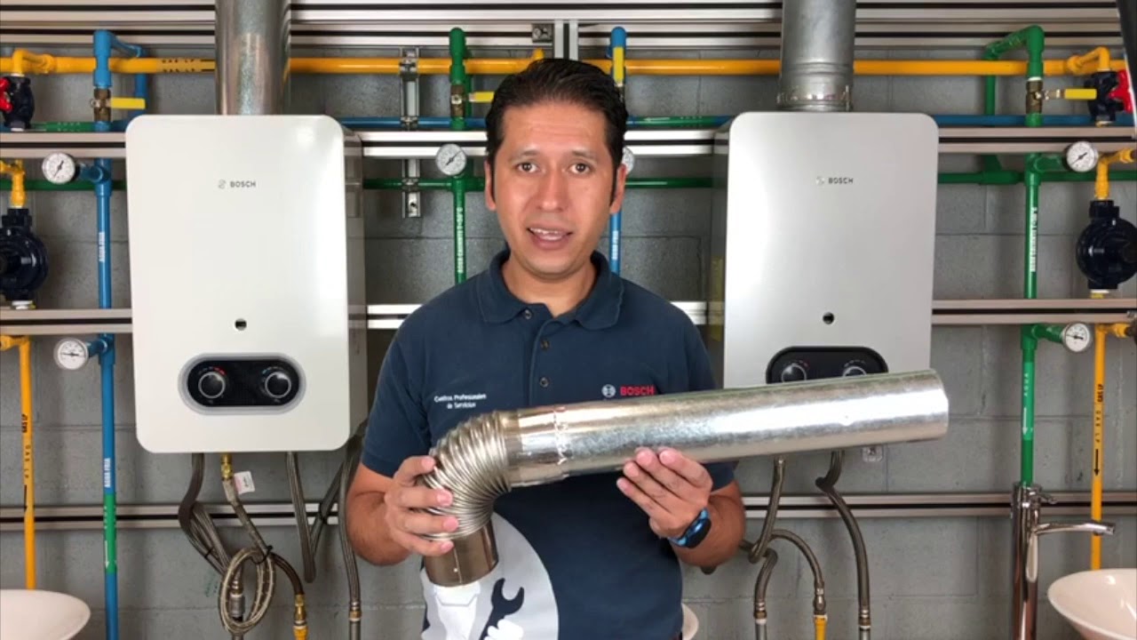 como colocar tubo salida de gases calentador