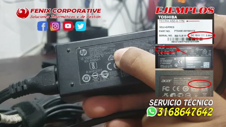como saber que cargador necesita mi portátil
