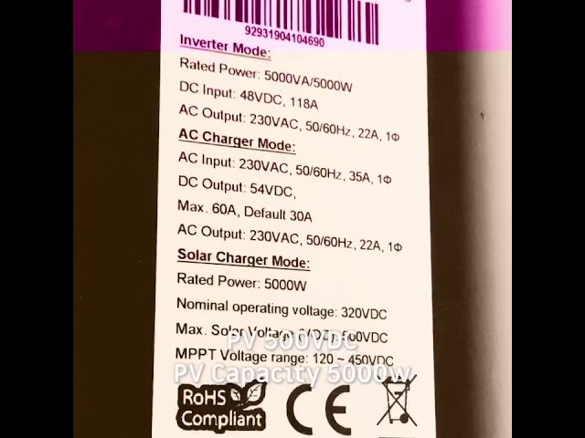 inversor híbrido 5000w 48v voltronic axpert vm iii