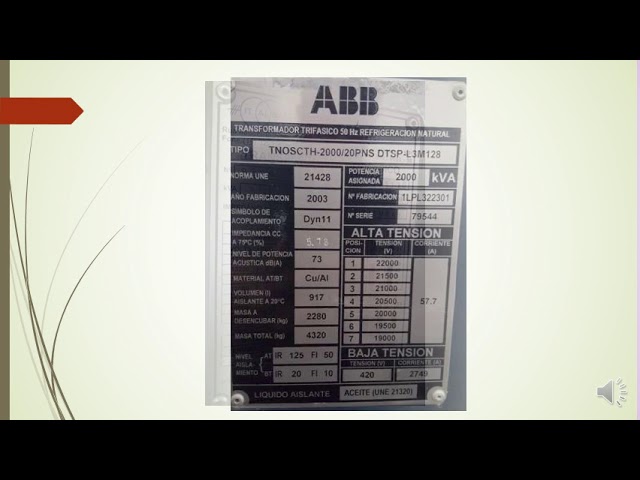 placa de caracteristicas de un transformador